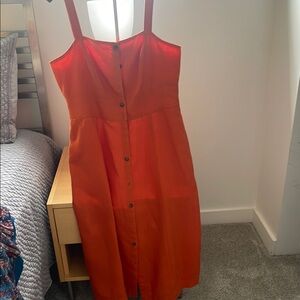 Boden Elegant Orange Button-Down Dress